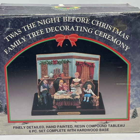 VTG 7pc Hand Painted Resin Night Before Christmas Victorian Family Dinner Scene - Picture 16 of 16